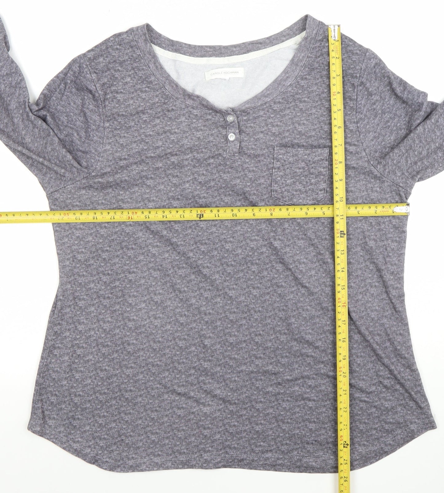 Carole Hochman Women’s Grey Long Sleeve Henley Jersey Top Size L
