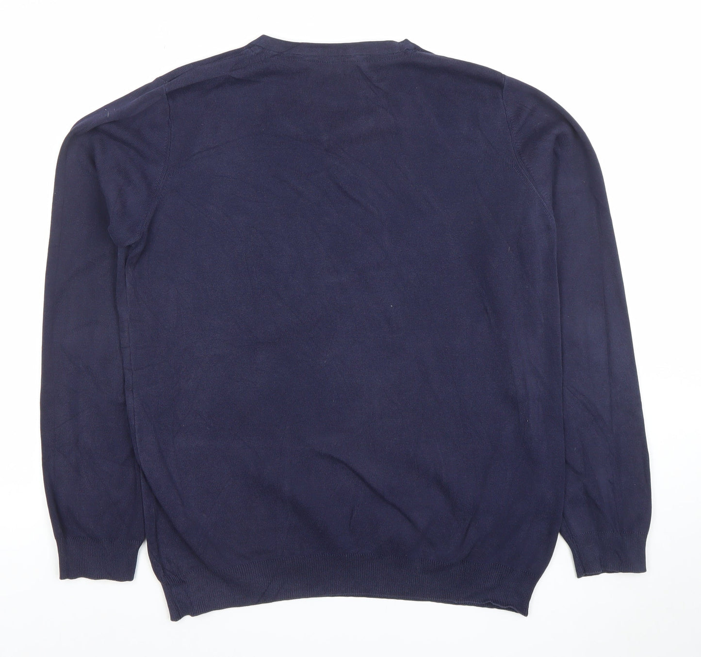 John Lewis Boys Navy Blue V-Neck Jumper 15/16 Years Cotton Blend Knit