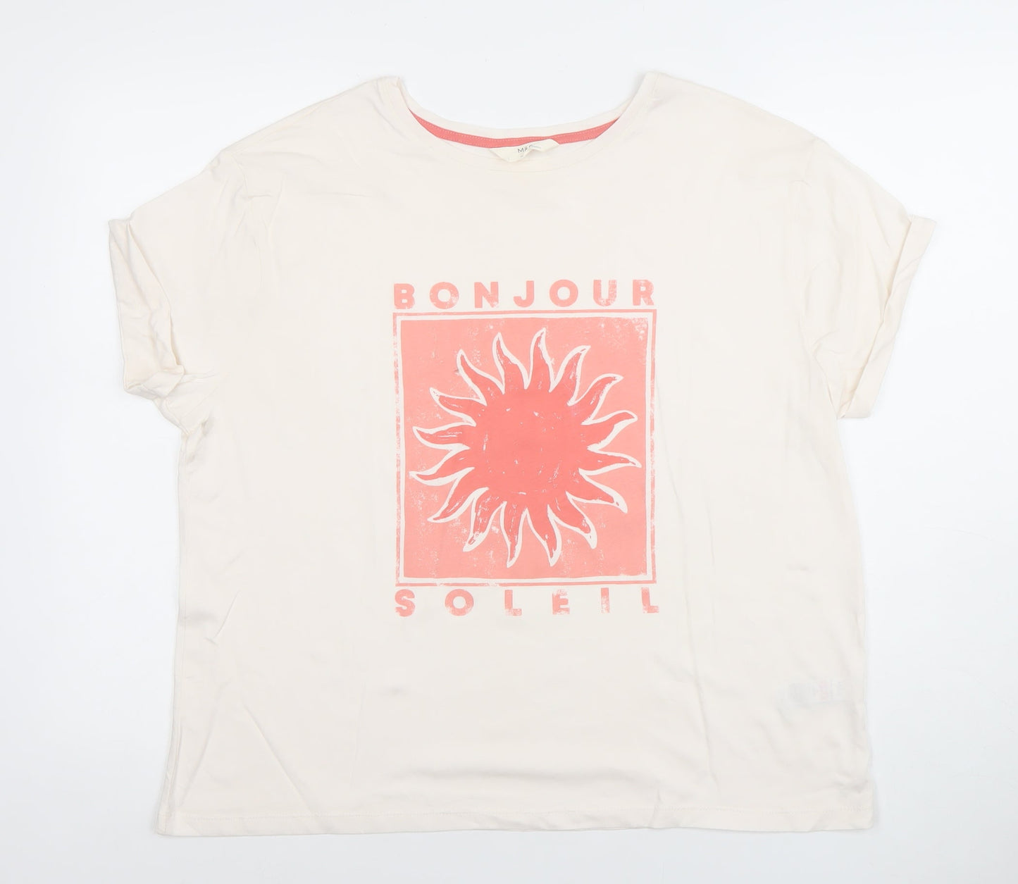 Marks and Spencer Womens Ivory Bonjour Soleil T-Shirt Size L