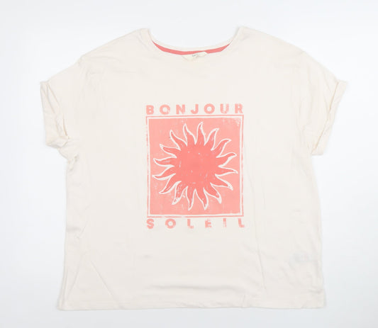 Marks and Spencer Womens Ivory Bonjour Soleil T-Shirt Size L