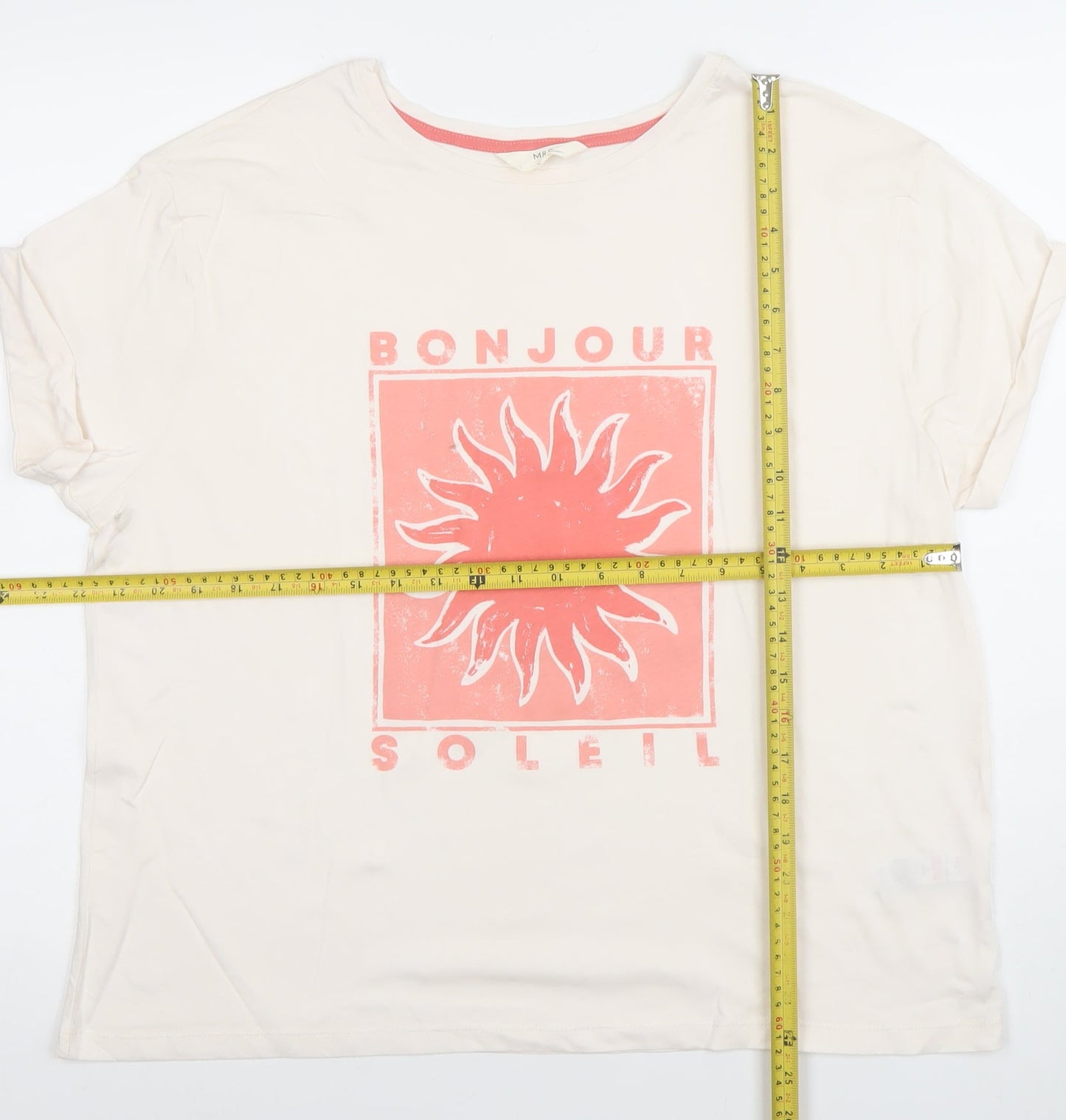 Marks and Spencer Womens Ivory Bonjour Soleil T-Shirt Size L
