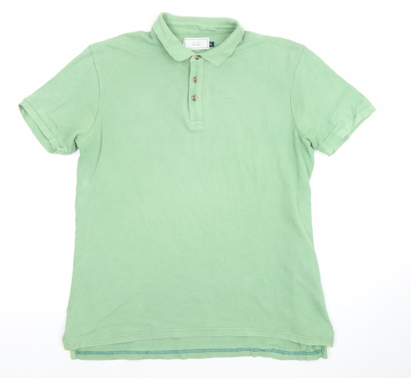 John Lewis Men Green Cotton Short Sleeve Polo Shirt Size M