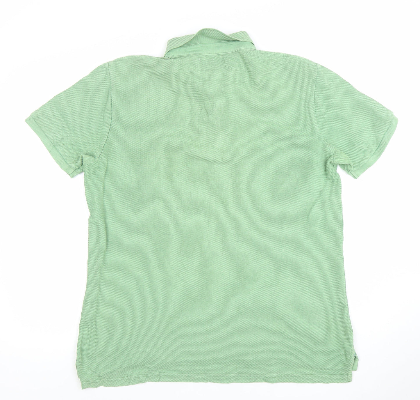 John Lewis Men Green Cotton Short Sleeve Polo Shirt Size M