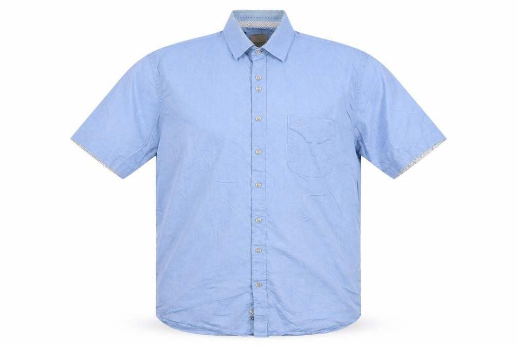 Benetti Men's Blue Cotton Short Sleeve Button-Up Shirt XL Comfort Fit