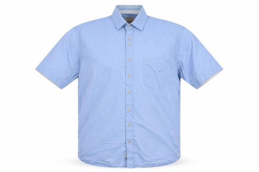Benetti Men's Blue Cotton Short Sleeve Button-Up Shirt XL Comfort Fit