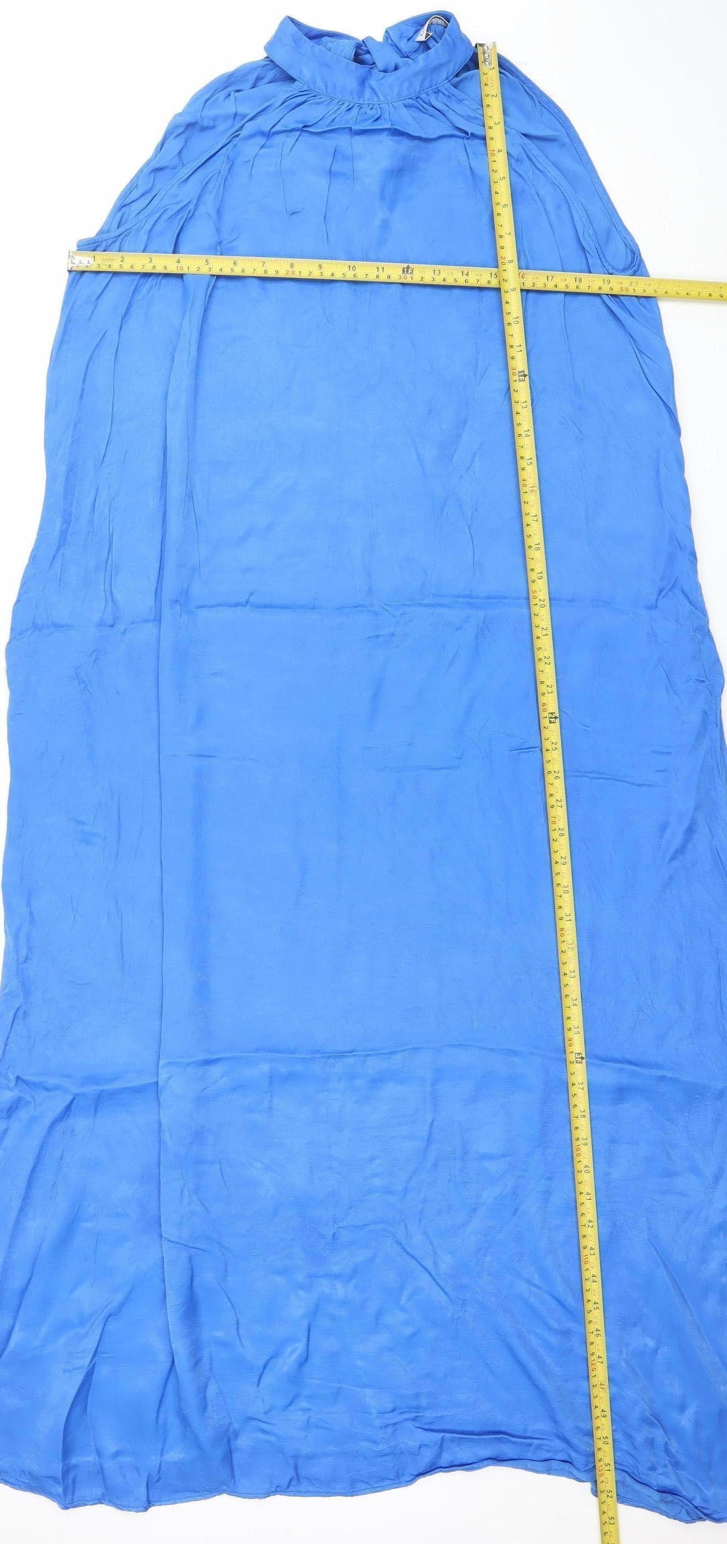 Gallery Women's Blue Halter Long Summer Dress Size M Viscose