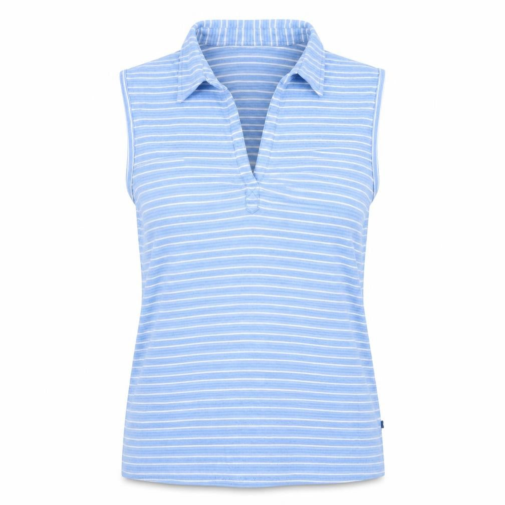 Columbia Womens Blue Striped Sleeveless Cotton Polo Top XL