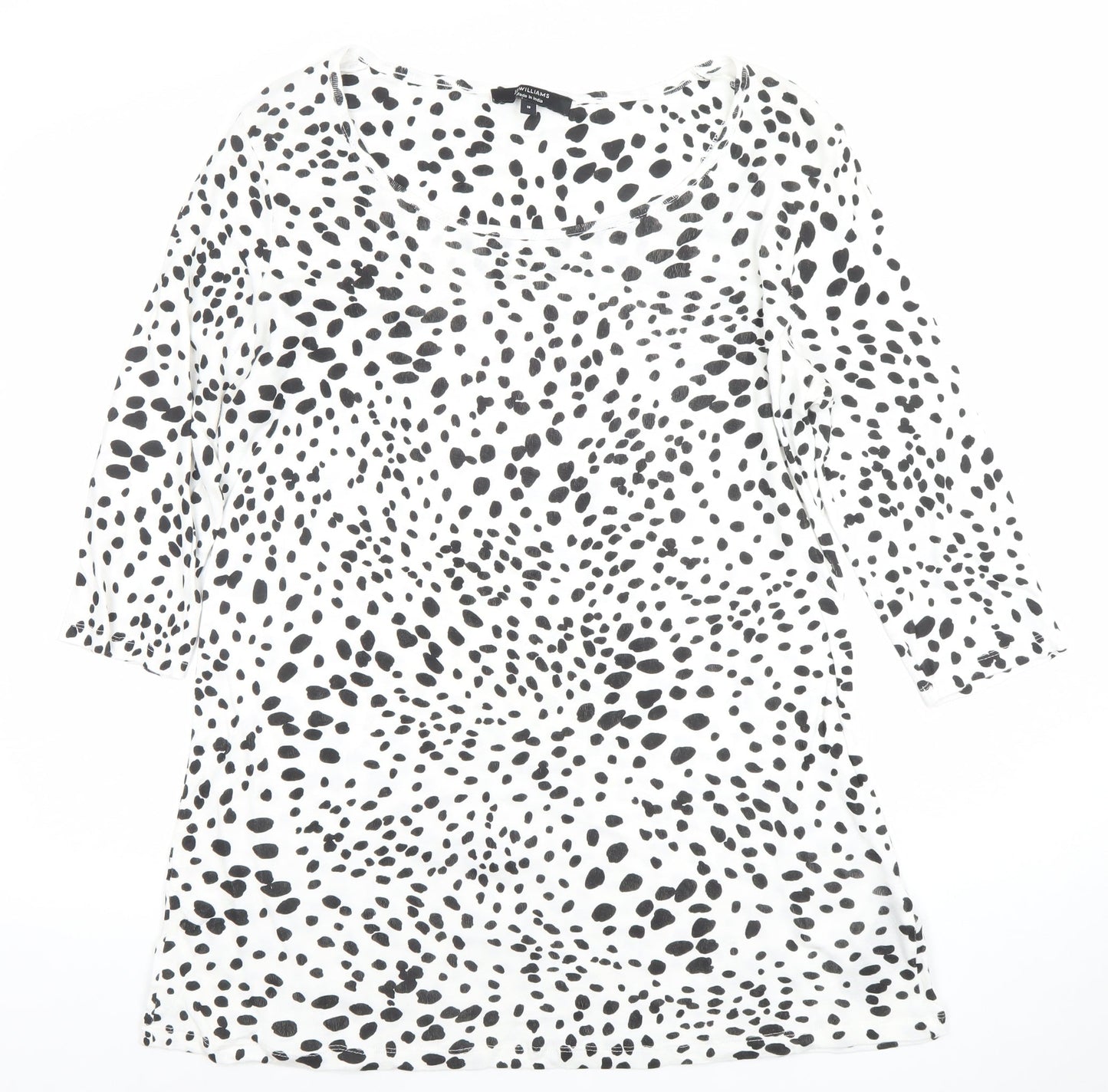 Joules Womens White Black Animal Print Jersey Top Size 16 3/4 Sleeve