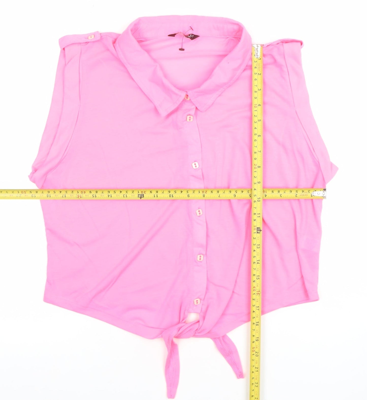 Select Women's Pink Sleeveless Collared Button-Up Top Size 18