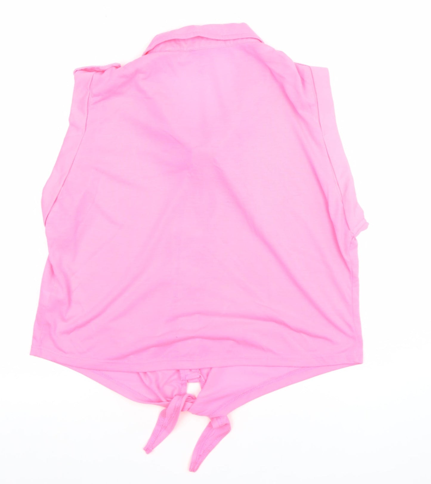 Select Women's Pink Sleeveless Collared Button-Up Top Size 18