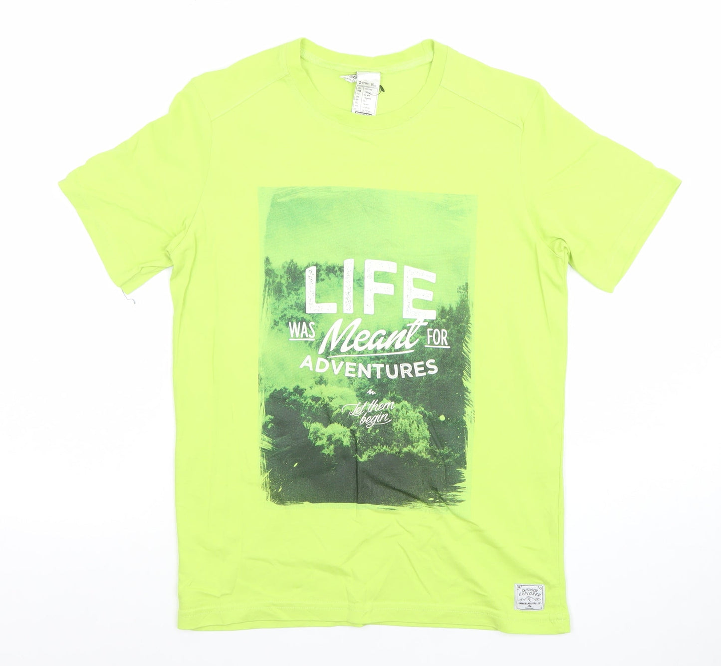 Decathlon Boys Green Adventure Graphic Cotton T-Shirt 14 Years