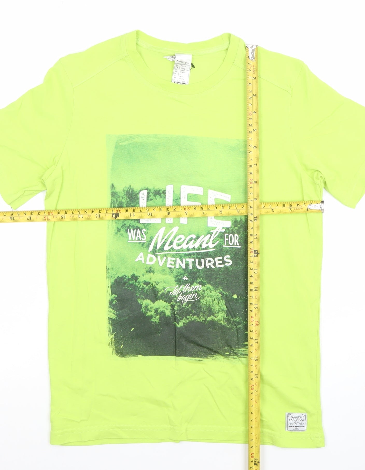 Decathlon Boys Green Adventure Graphic Cotton T-Shirt 14 Years