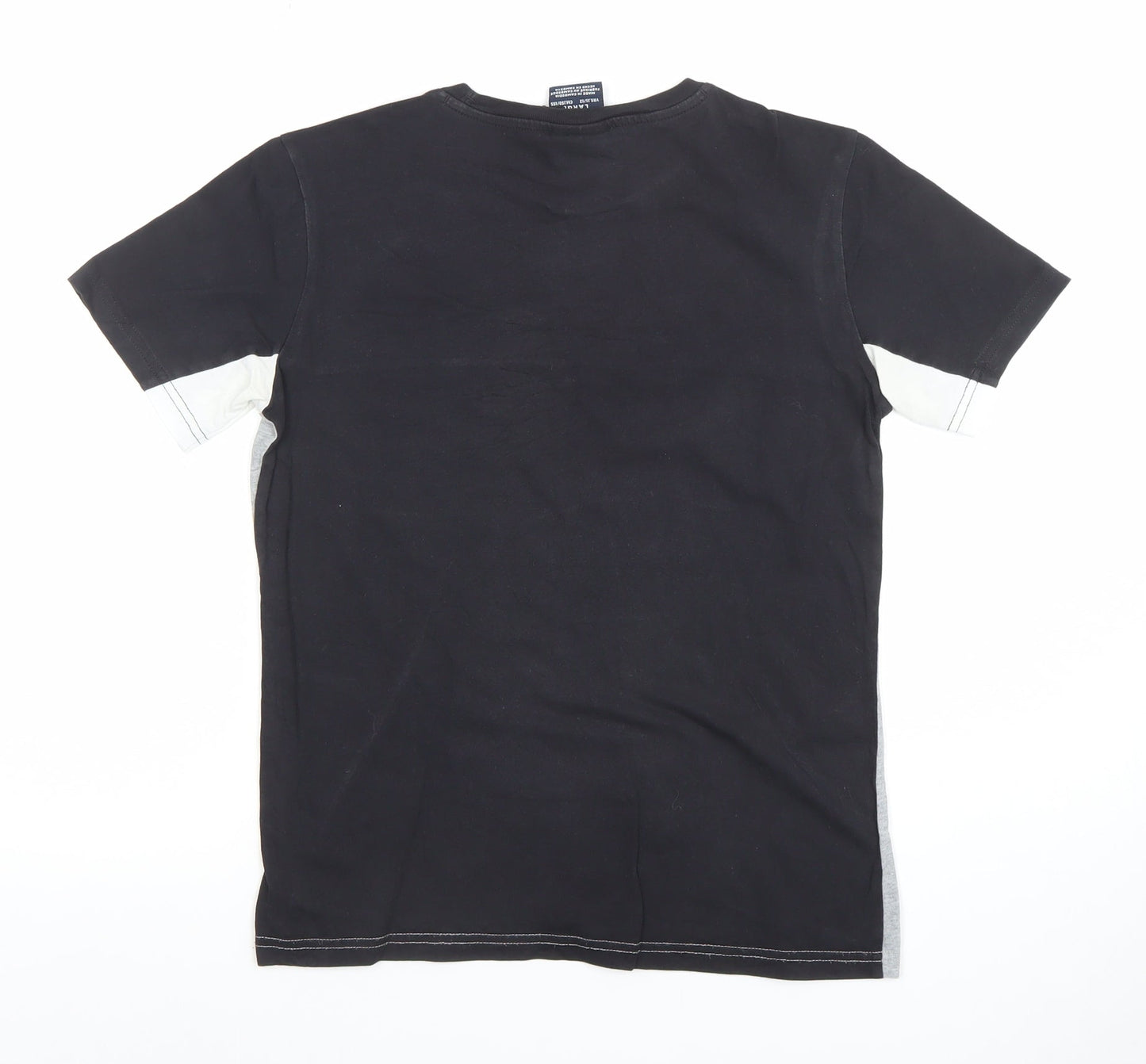Champion Boys Black & Grey Colourblock T-Shirt Size L Cotton Casual