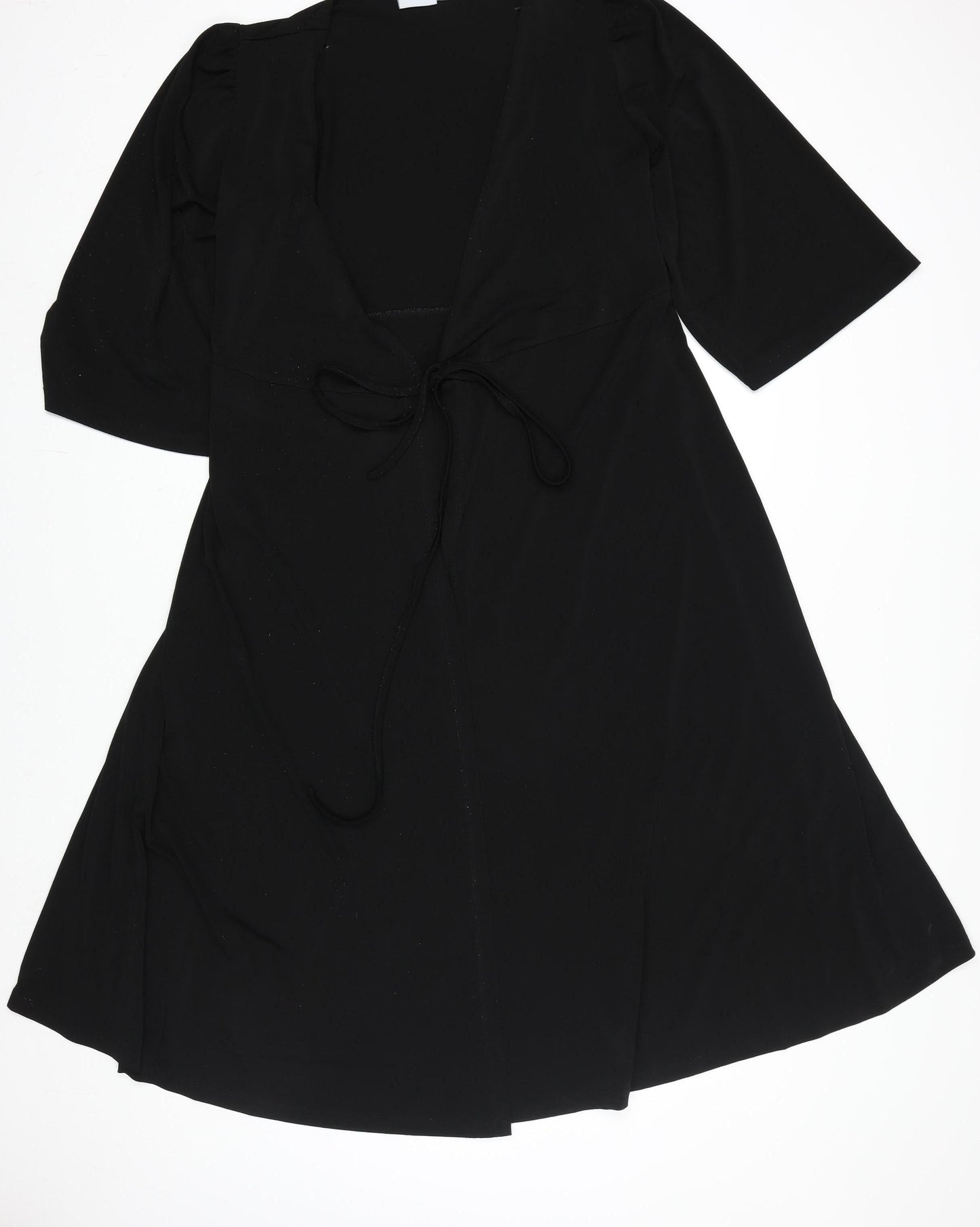 Vila Women's Black XS Wrap Dress Short Sleeve Stretch Knee Length