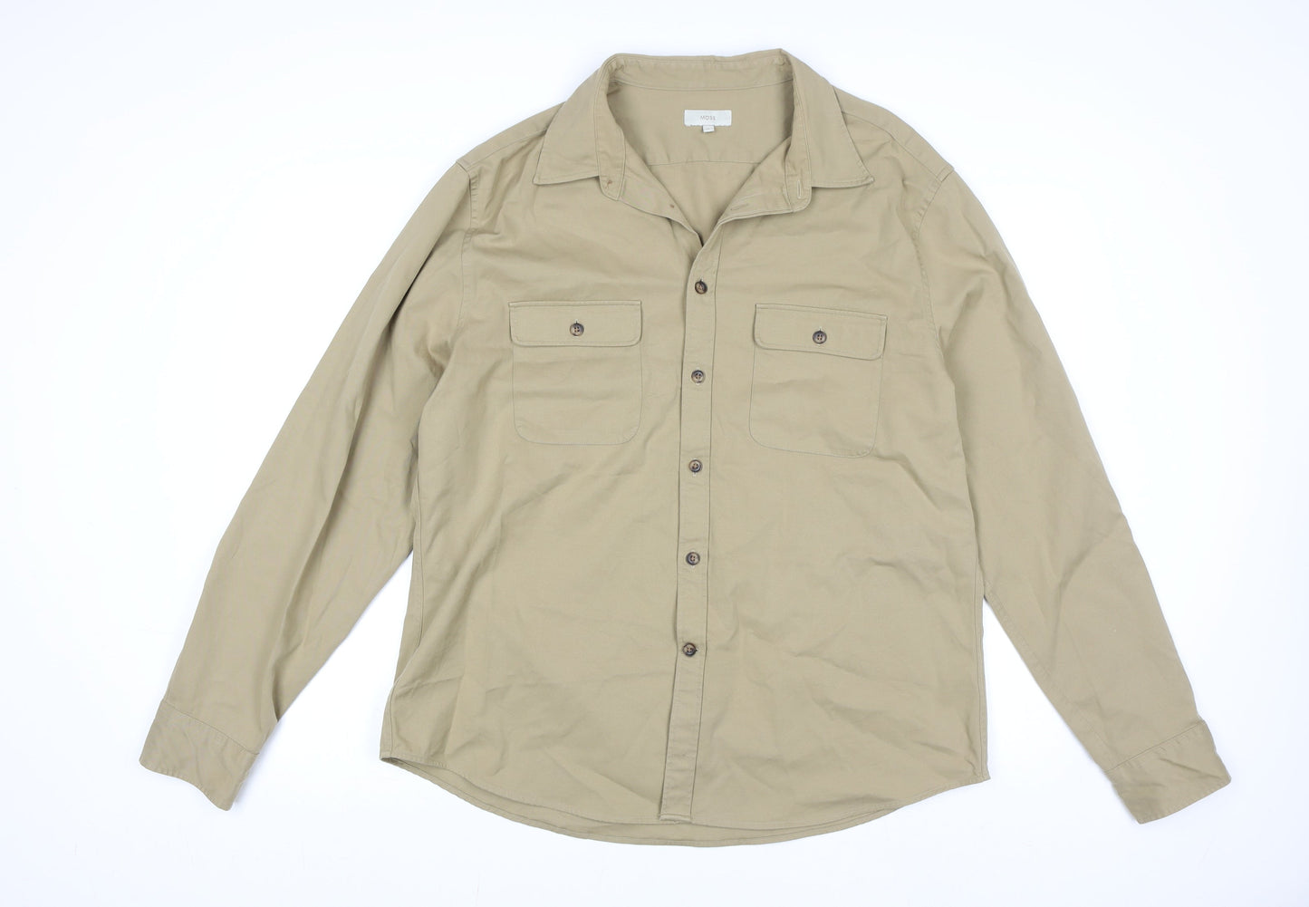 Moss Women’s Beige Cotton Blend Shirt Jacket XL Casual Lightweight
