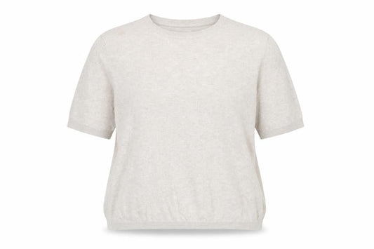 MB Women’s Beige Short Sleeve Basic Linen Blend T-Shirt Size 2XL