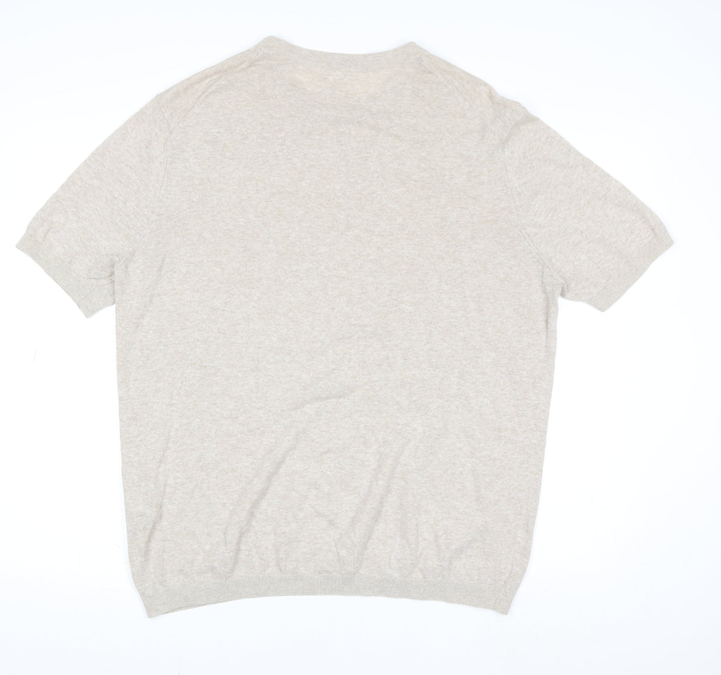MB Women’s Beige Short Sleeve Basic Linen Blend T-Shirt Size 2XL