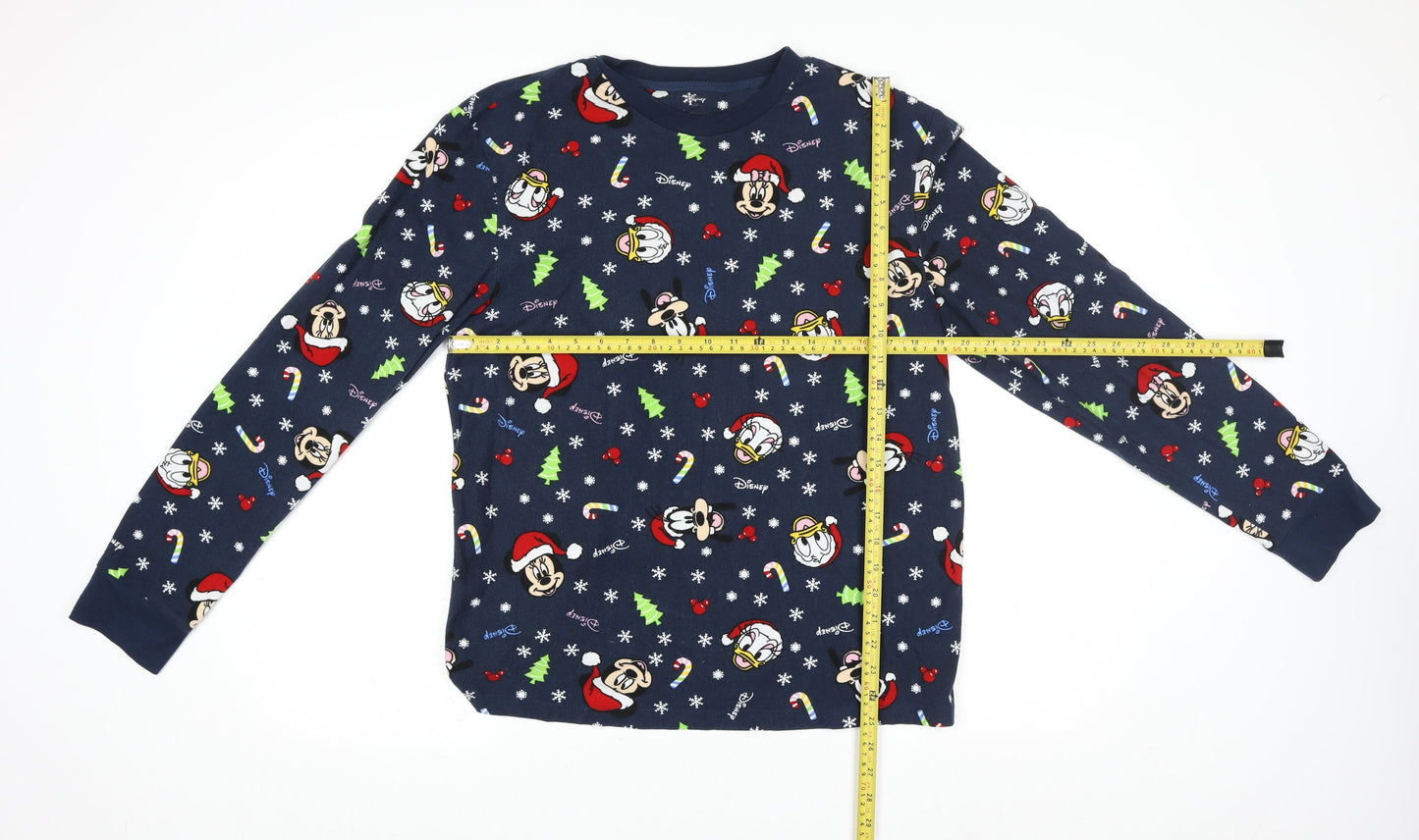 Primark Women Blue Disney Christmas Fleece Pyjama Top M