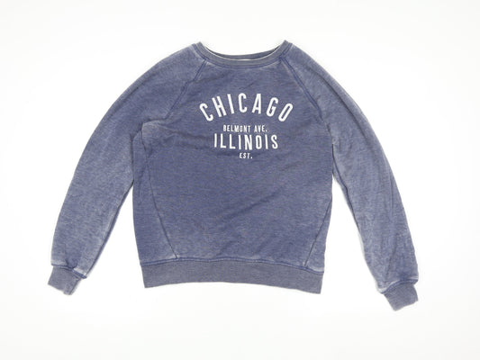 Next Women Blue Chicago Illinois Graphic Pullover Sweatshirt Size S