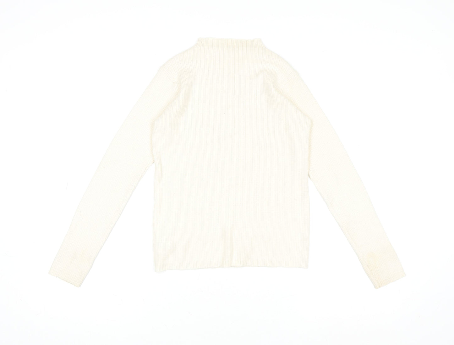Dunnes Stores Women’s Ivory Mock Neck Ribbed Knit Long Sleeve Top XS