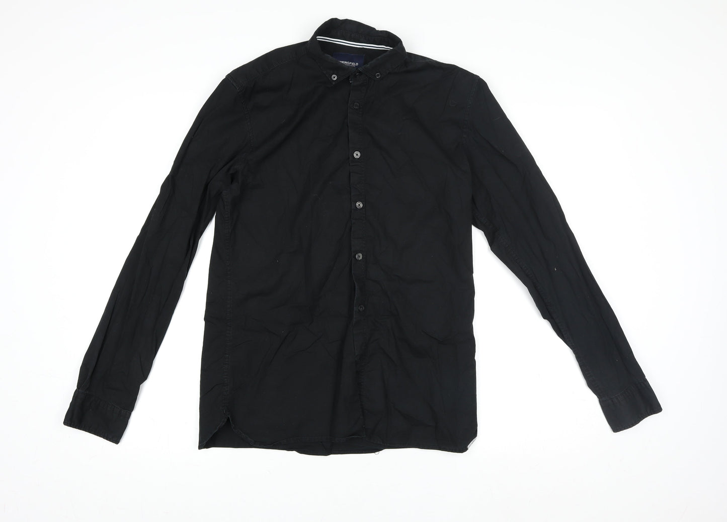 Springfield Men's Black Slim Fit Button-Down Long Sleeve Shirt M