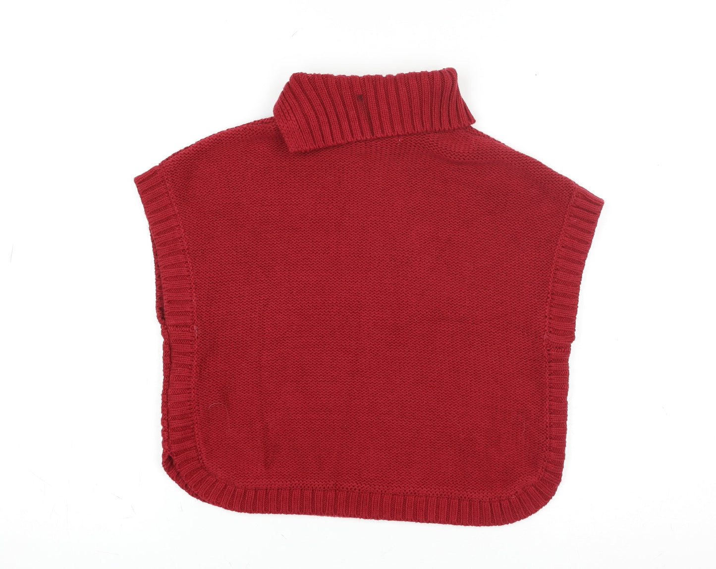 Nula Bug Women Red Cable-Knit Sleeveless Roll Neck Cape Jumper S