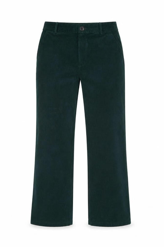 Cider Mens Green Corduroy Straight Leg Trousers Size S