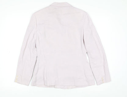 Next Womens Beige Textured Suit Jacket UK 12 Single-Breasted Blazer