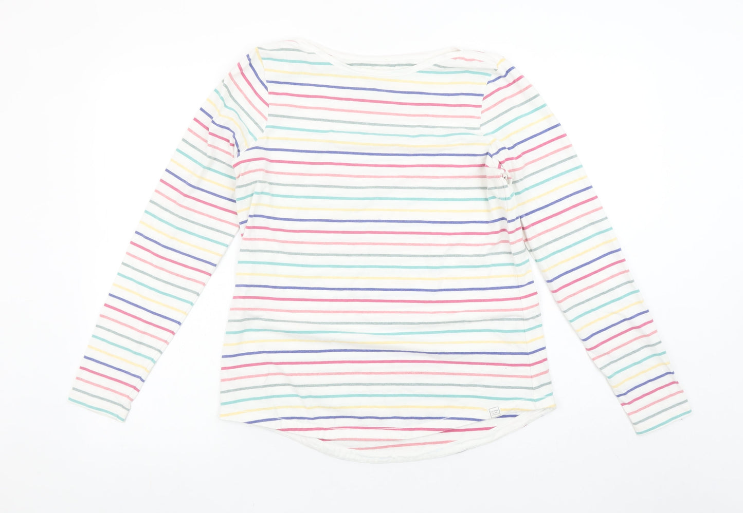 Fat Face Womens Multicoloured Striped Long Sleeve Cotton T-Shirt Size 10