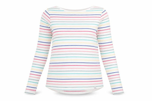FatFace Womens Multicoloured Striped Long Sleeve Cotton T-Shirt Size 10