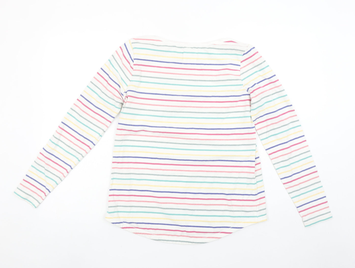 Fat Face Womens Multicoloured Striped Long Sleeve Cotton T-Shirt Size 10