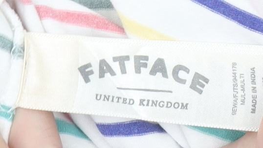 Fat Face Womens Multicoloured Striped Long Sleeve Cotton T-Shirt Size 10