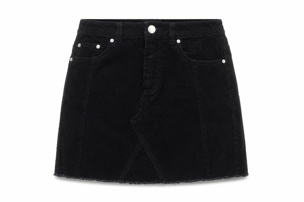 Miss Selfridge Women’s Black Corduroy A-Line Mini Skirt Size 8