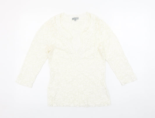 Marks and Spencer Per Una Ivory Lace 3/4 Sleeve Tunic Blouse Size 12