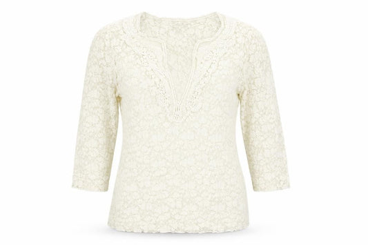 Marks and Spencer Per Una Ivory Lace 3/4 Sleeve Tunic Blouse Size 12