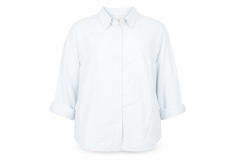 Orvis Women Blue Striped Button-Up Cotton Shirt Size 16