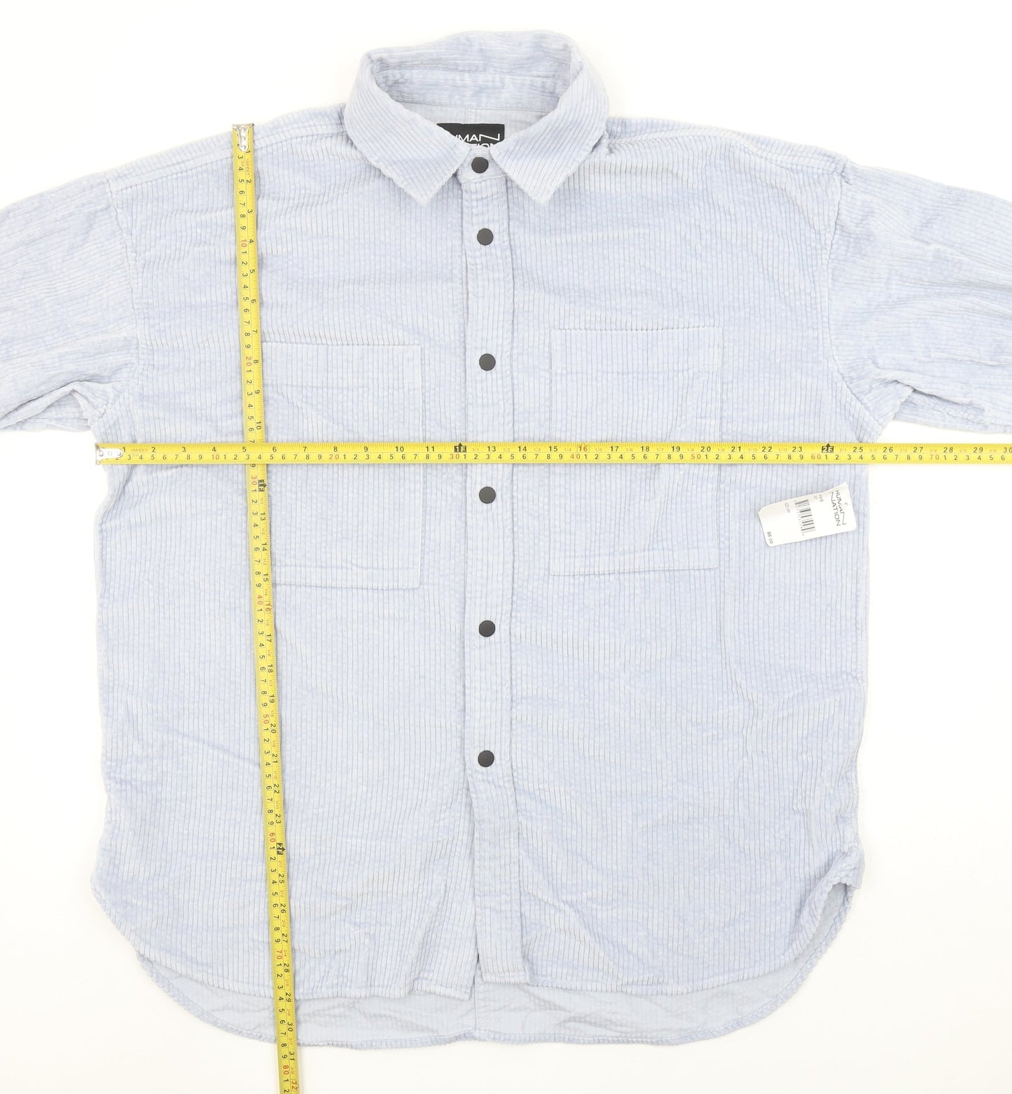 Human Nation Men's Blue Regular Fit Long Sleeve Button-Up Corduroy Shirt M