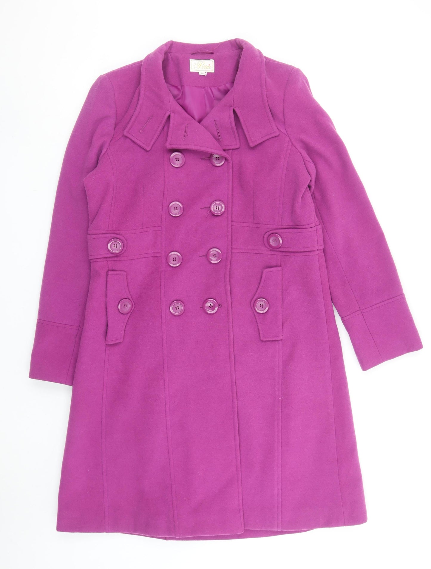 Perrie Women’s Purple Button Mid-Length Pea Coat Size 14