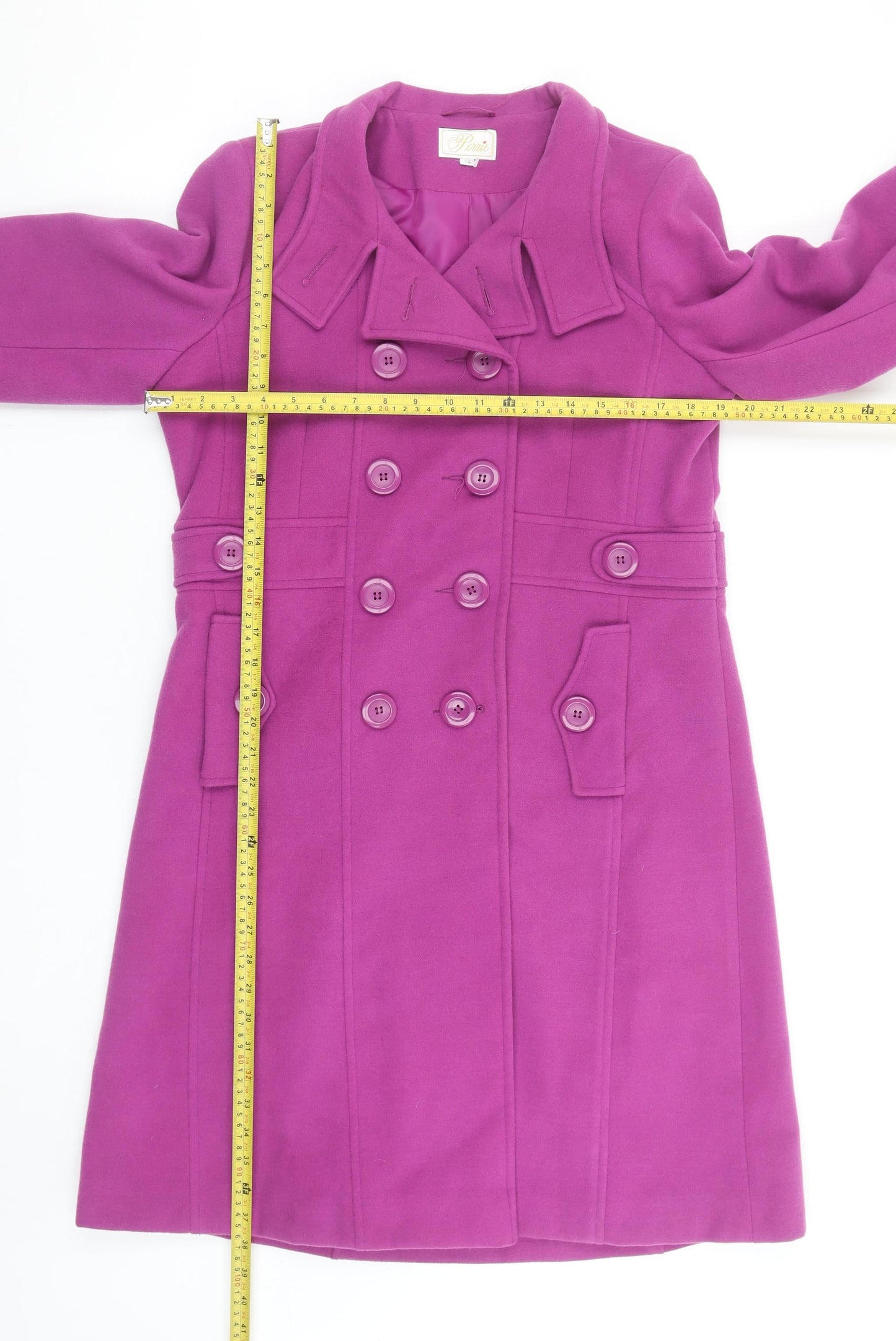 Perrie Women’s Purple Button Mid-Length Pea Coat Size 14