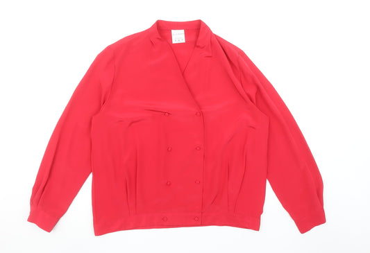 Alexon Womens Red Long Sleeve Wrap Blouse Size 16 Classic Style