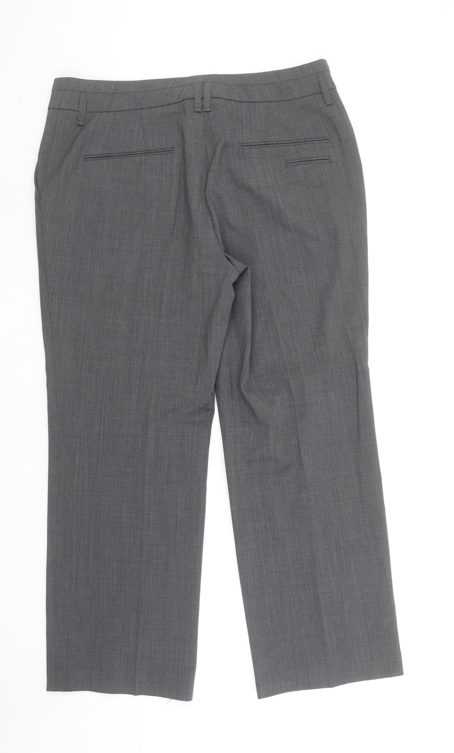 Gardeur Women's Grey Wool Blend Straight Leg Dress Trousers Size 16