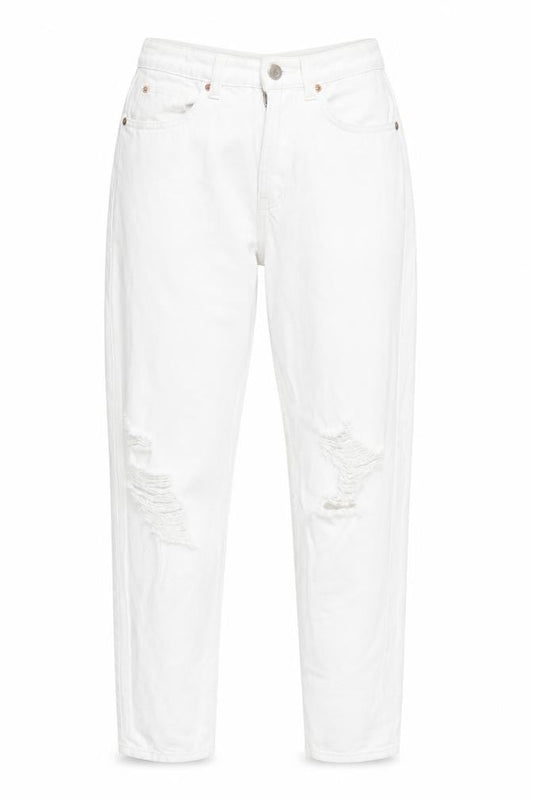 Primark Women’s White Mom Jeans Size 8 Distressed Denim High Rise