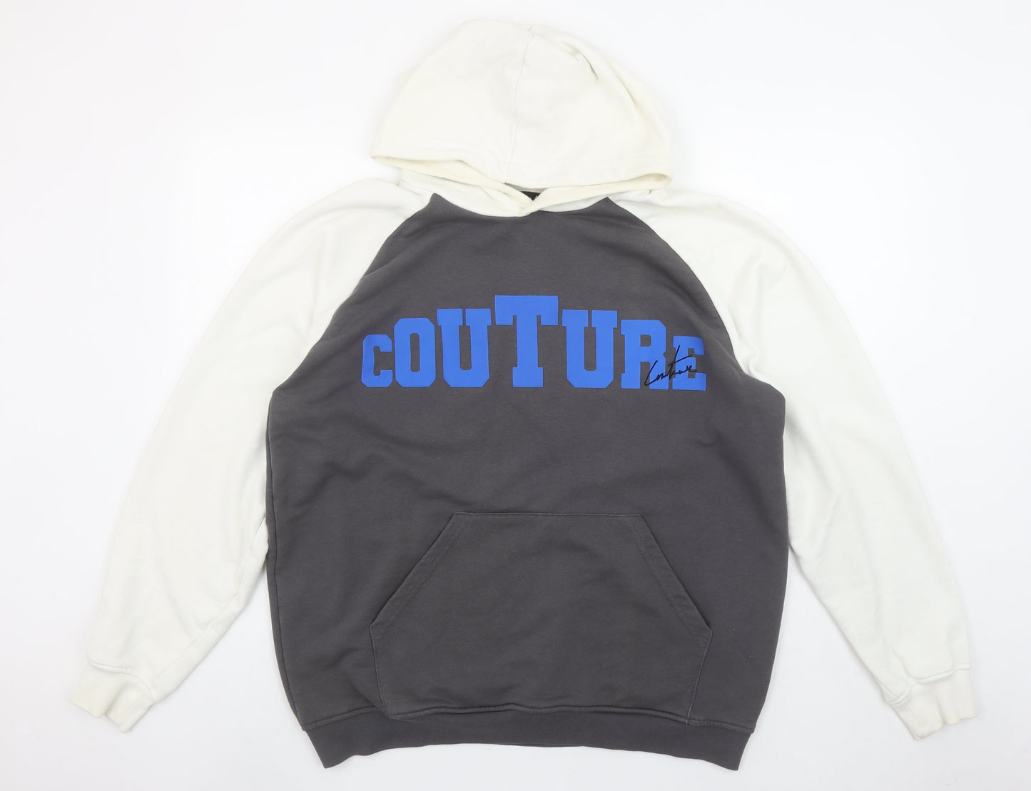 Couture Men Grey Pullover Hoodie M Graphic Print Regular Fit