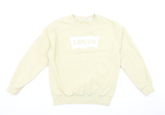 Levi's Womens Beige Crew Neck Cotton Logo Sweatshirt Size S