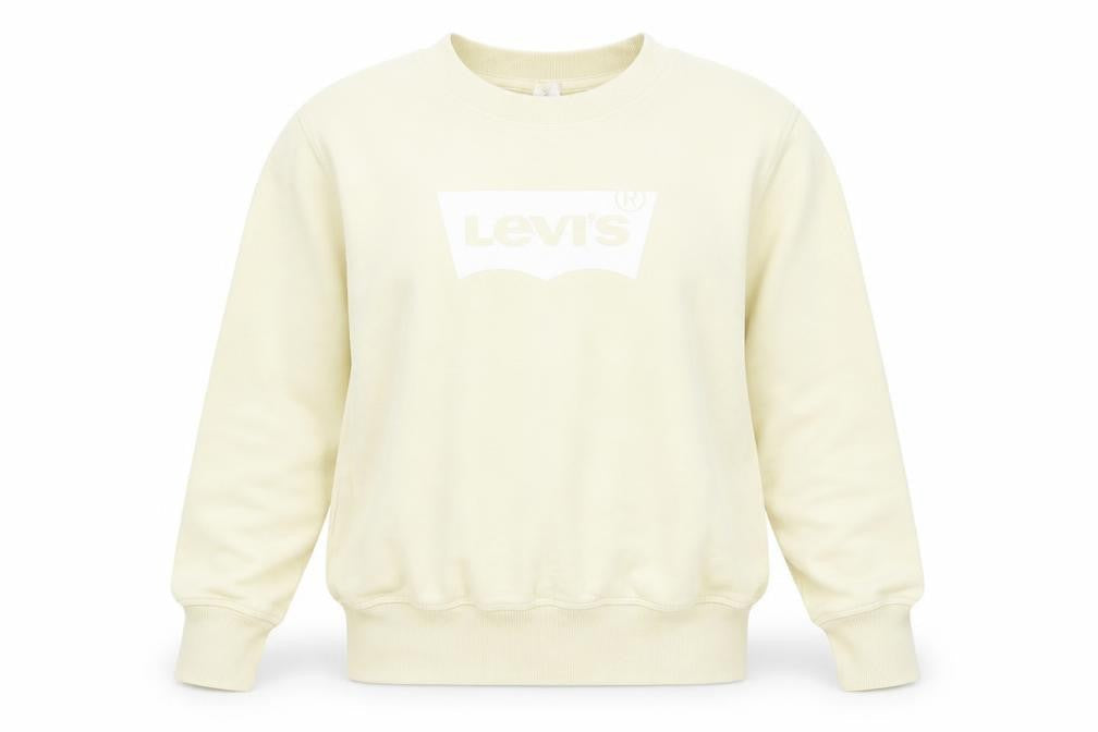 Levi's Womens Beige Crew Neck Cotton Logo Sweatshirt Size S