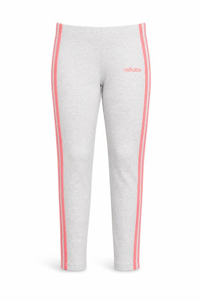 Adidas Girls Grey Pink Side Stripe Cotton Stretch Ankle Leggings 12 Years