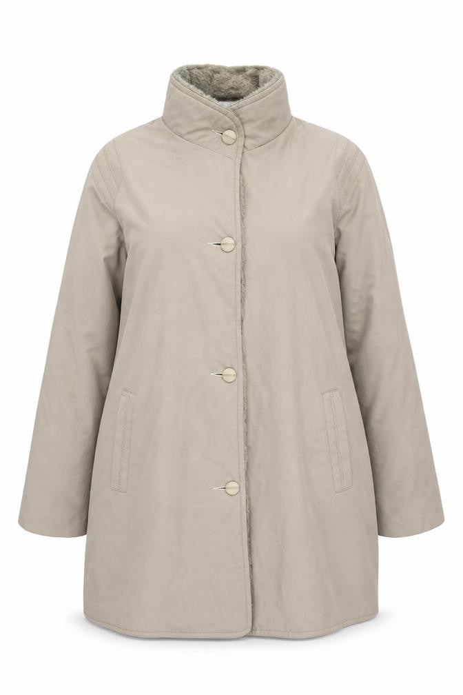 Amari Women’s Beige Mid-Length Lined Button Overcoat Size 14