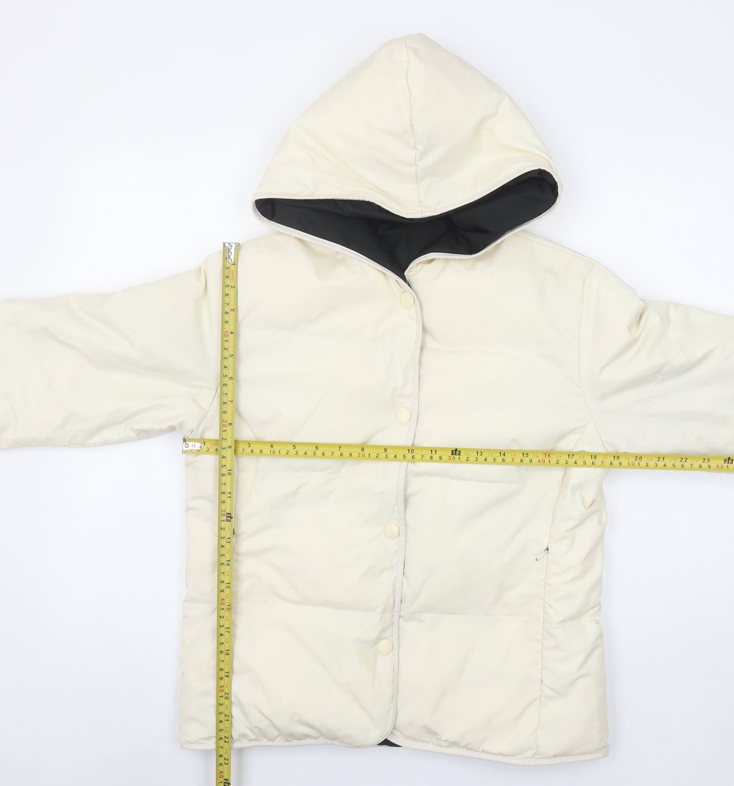G.L. Womens Ivory Puffer Jacket M Hooded Winter Coat