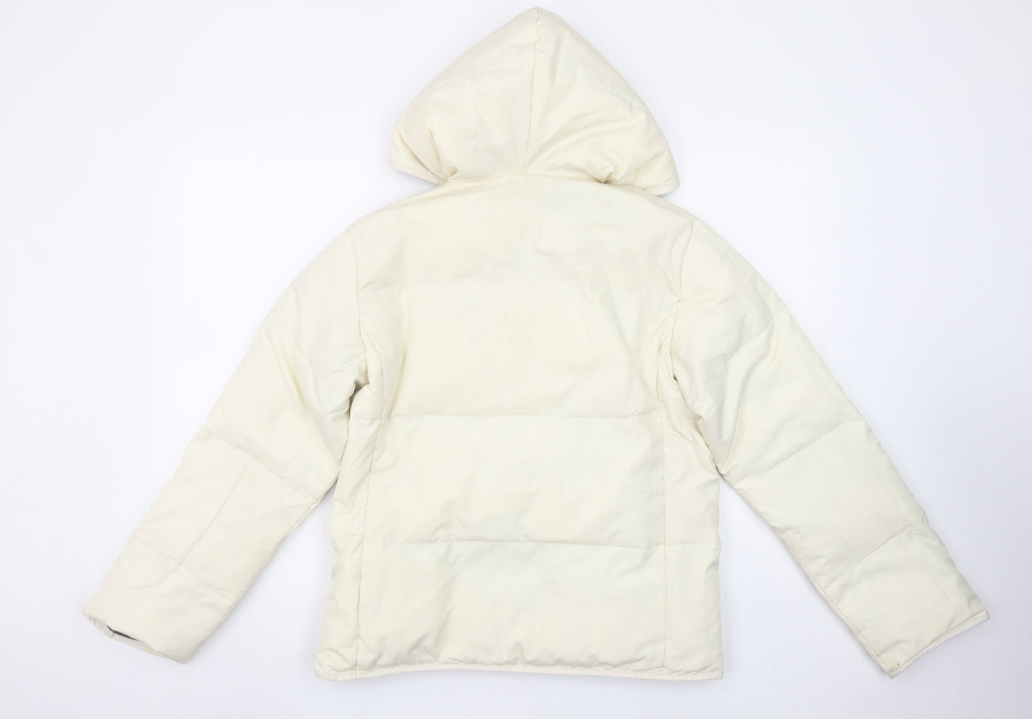 G.L. Womens Ivory Puffer Jacket M Hooded Winter Coat