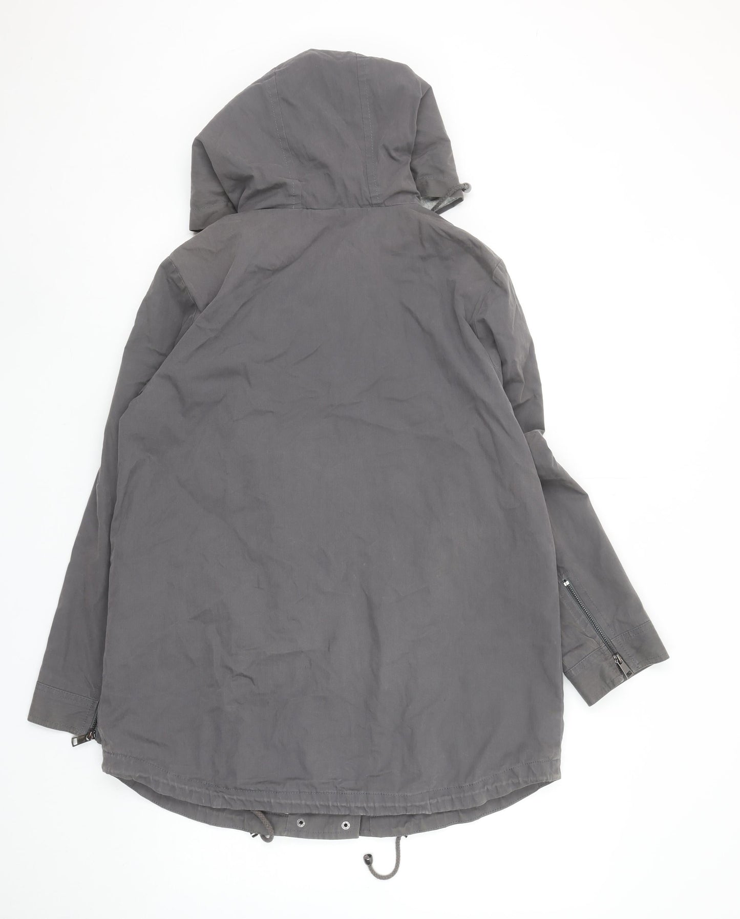 Mint Velvet Women Grey Size 12 Long Hooded Parka Jacket